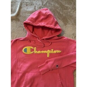 Champion Hoodie Womens Small Pink Reverse Weave‎ Spell Out Streetwear Athleisure